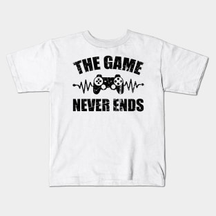 game never ends heartbeat controller gamer quote gaming Kids T-Shirt